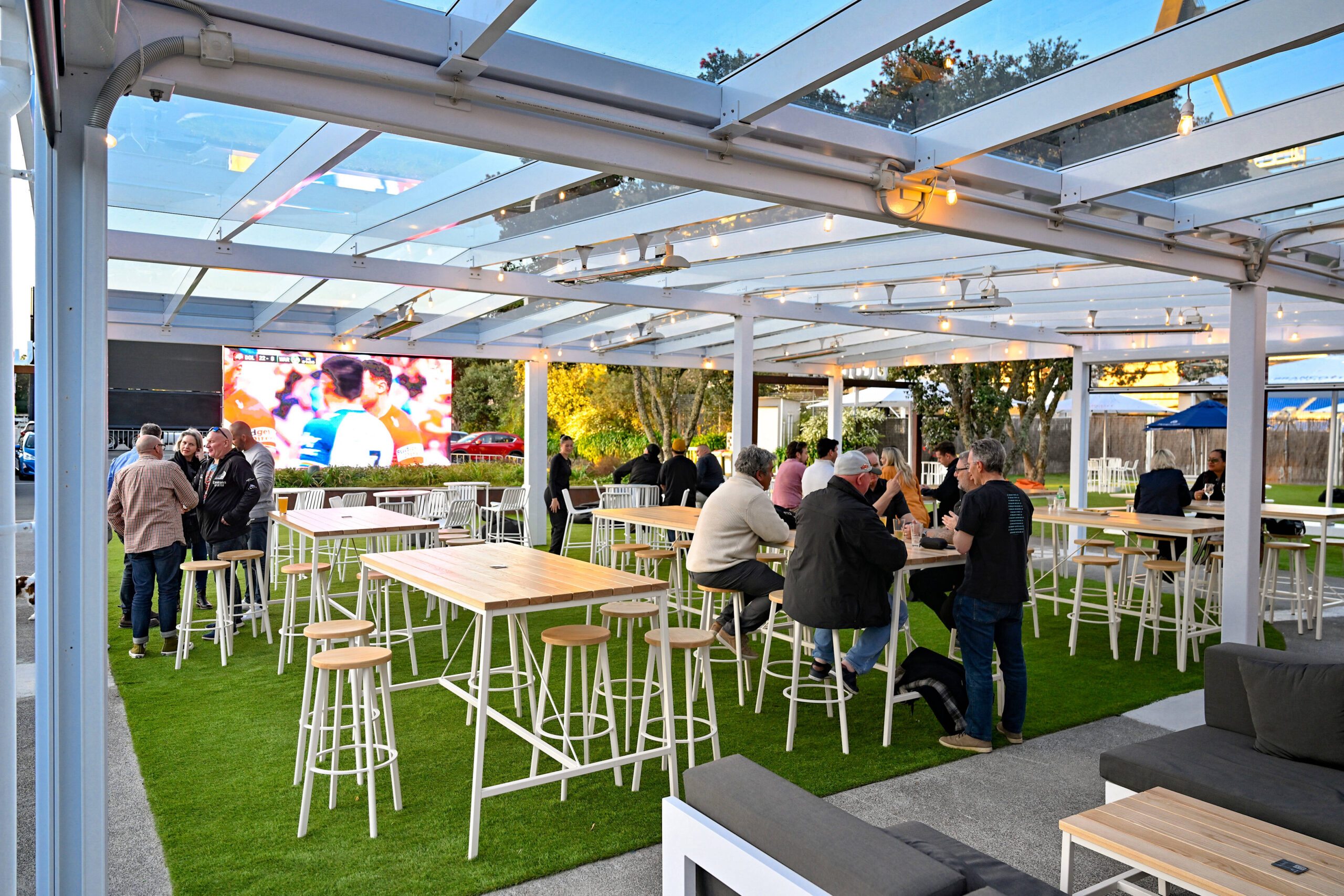 Covered garden dining area at Lilyworld Garden Bar