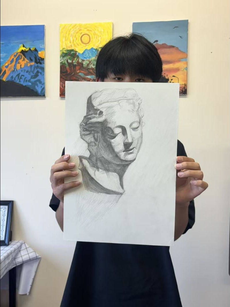 Detailed Pencil Portrait by an Advanced Class student at Art Space Studio Auckland