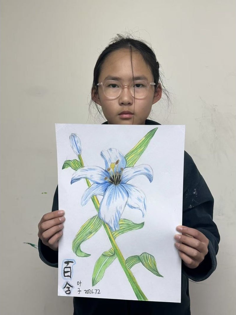 Botanical Flower Illustration by a Beginner Class student at Art Space Studio Auckland