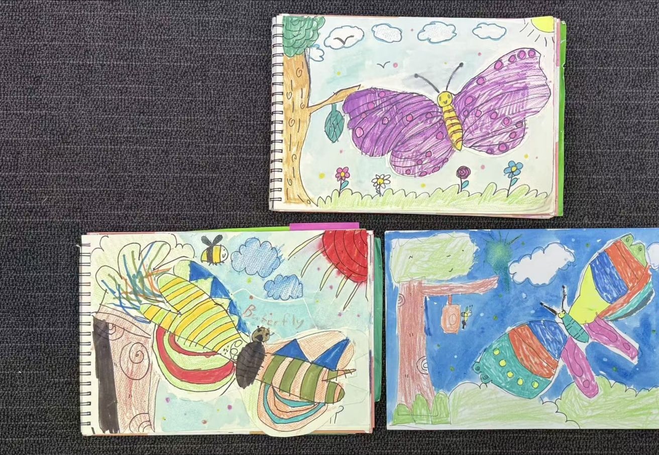 Colourful Butterfly Art Collection by a Discovery Class student at Art Space Studio Auckland
