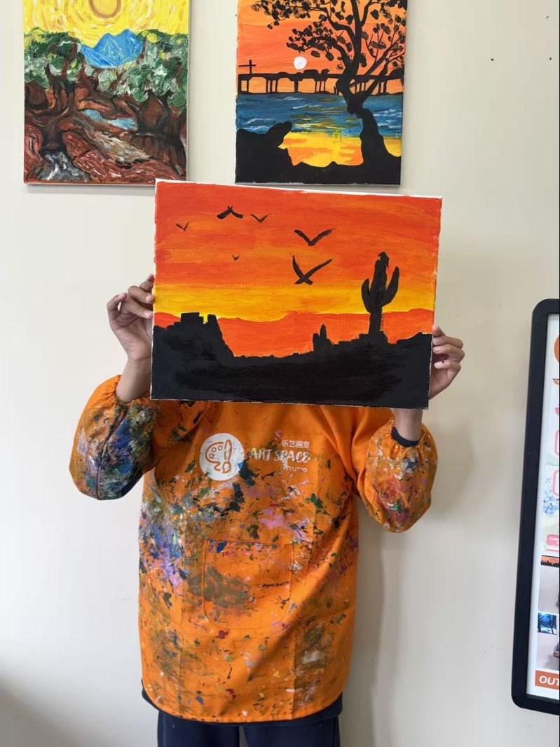 Vibrant Sunset Landscape by a Foundation Class student at Art Space Studio Auckland