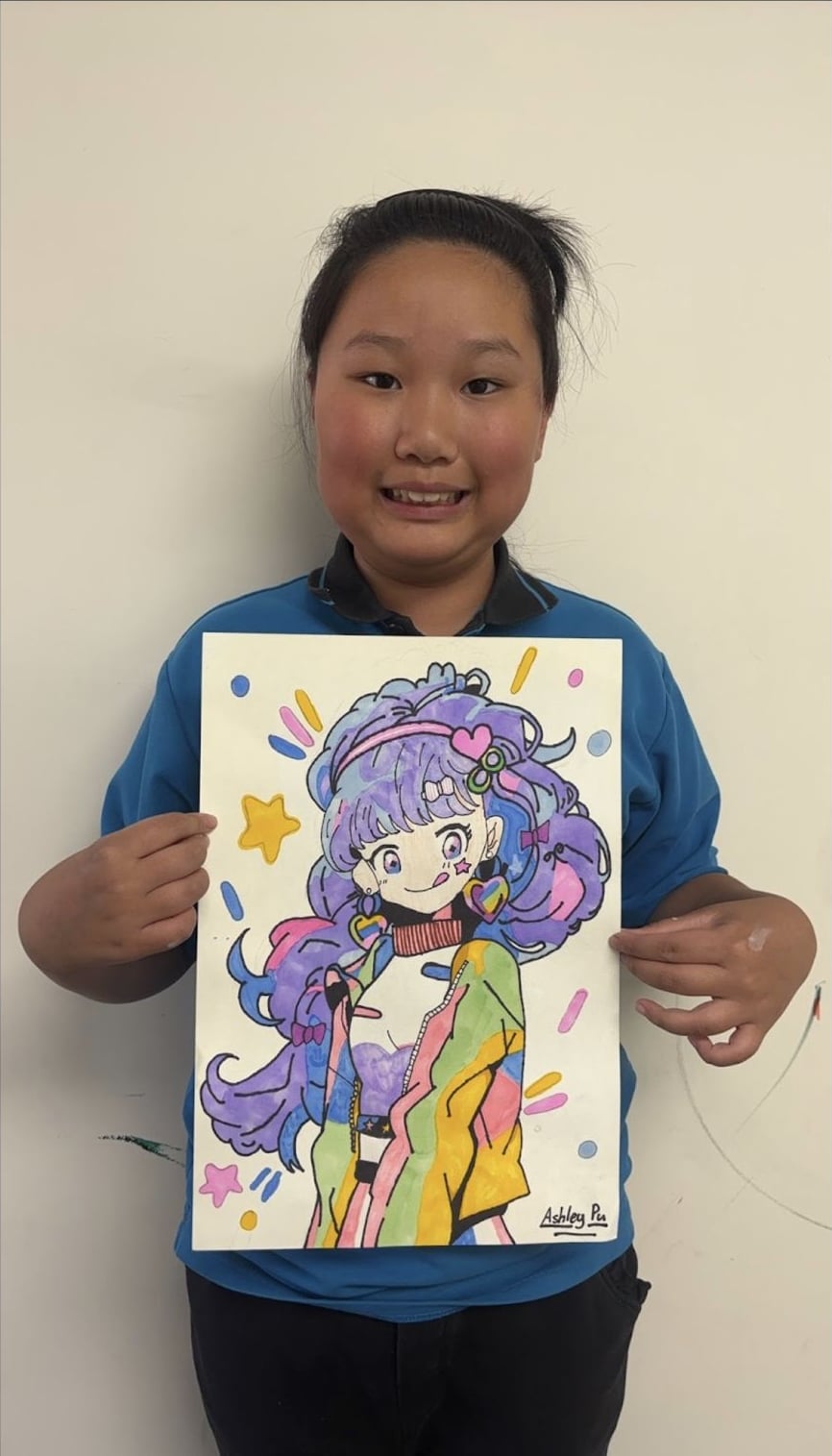 Colourful Anime Character Illustration by a Comic Drawing student at Art Space Studio Auckland