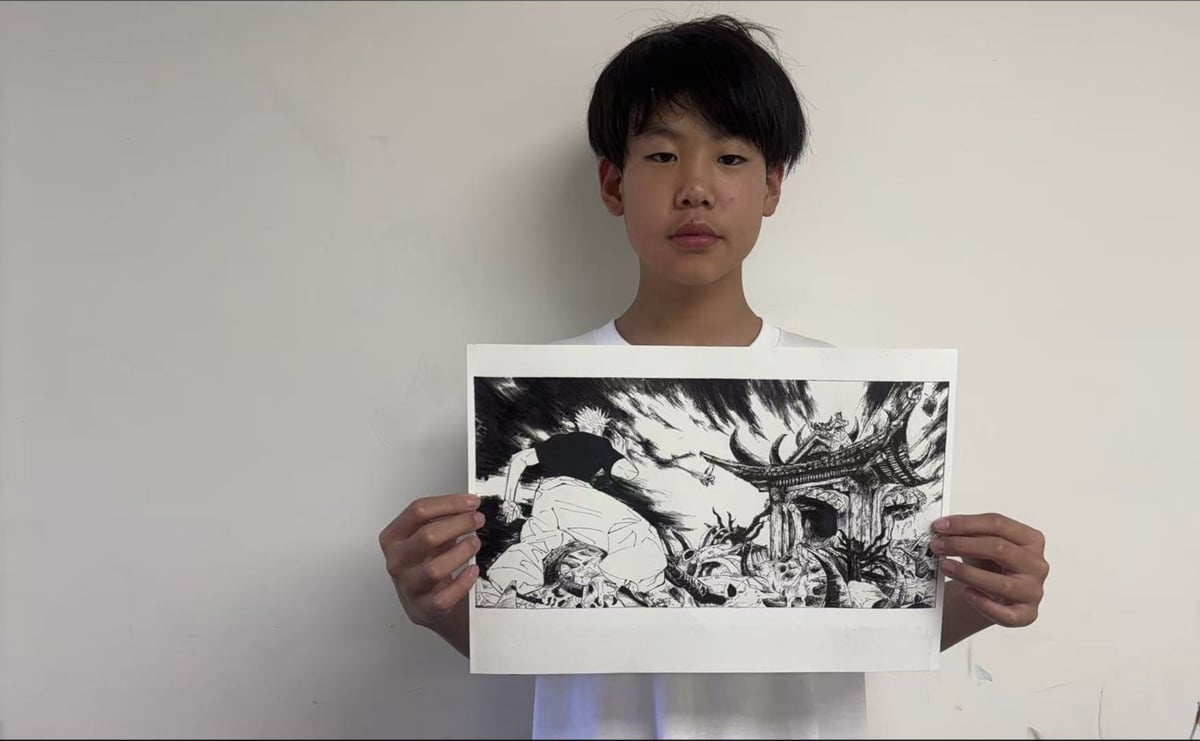 Detailed Black-and-White Manga Scene by a Comic Drawing student at Art Space Studio Auckland