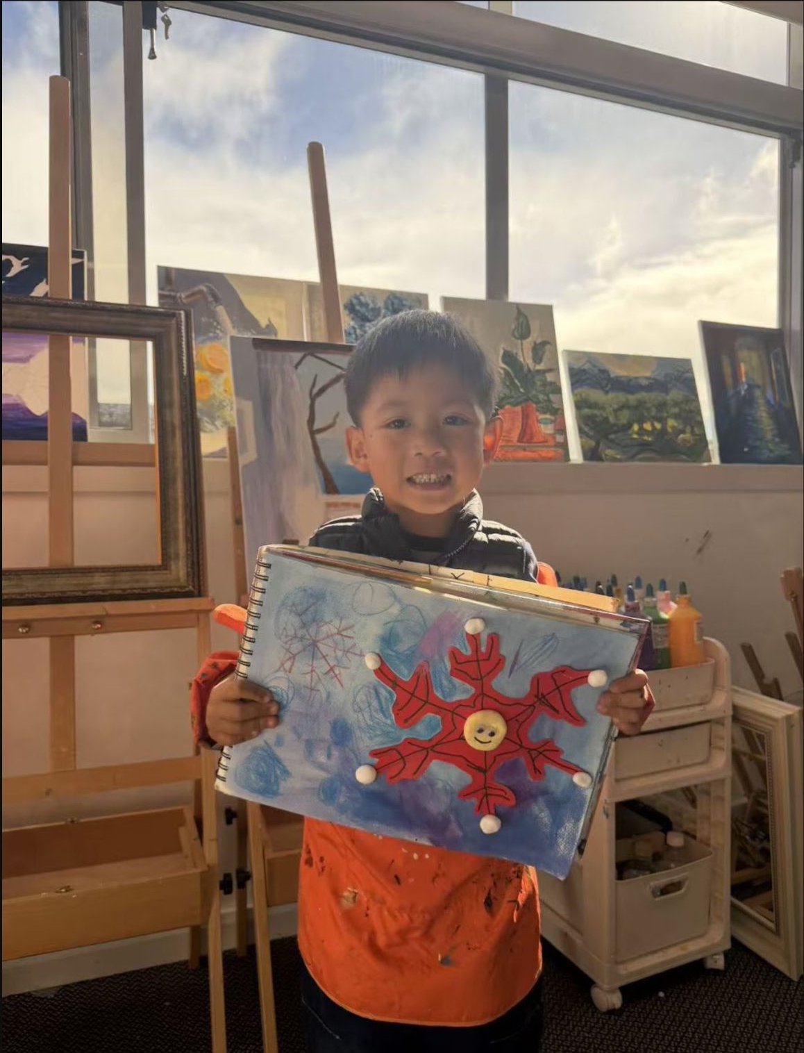 Colourful Fish Mixed-Media Painting by a Discovery Class student at Art Space Studio Auckland