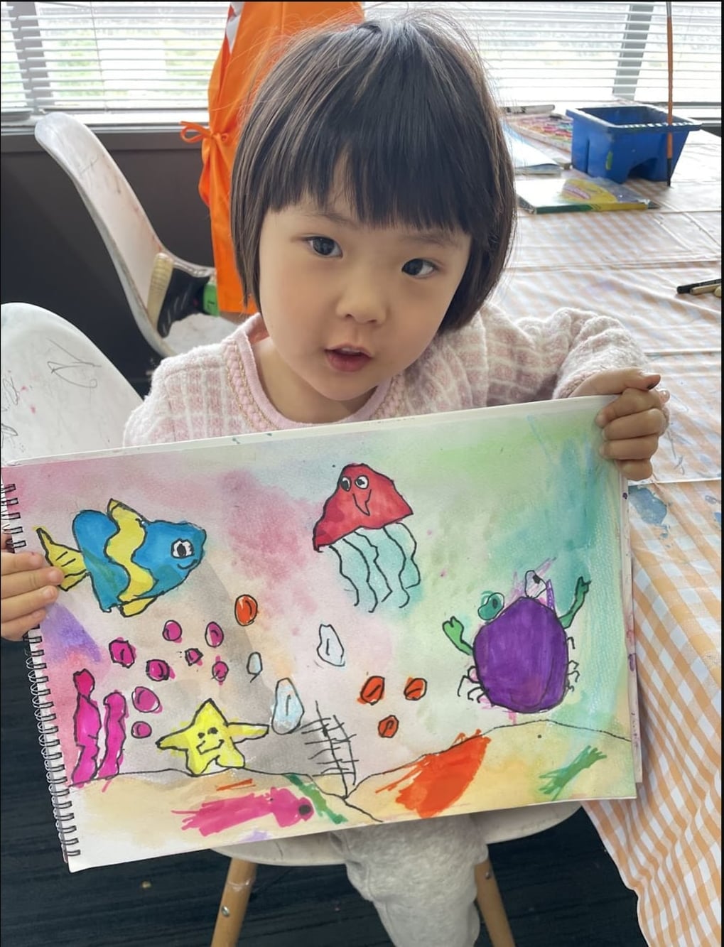 Underwater Sea Creatures Drawing by a Discovery Class student at Art Space Studio Auckland