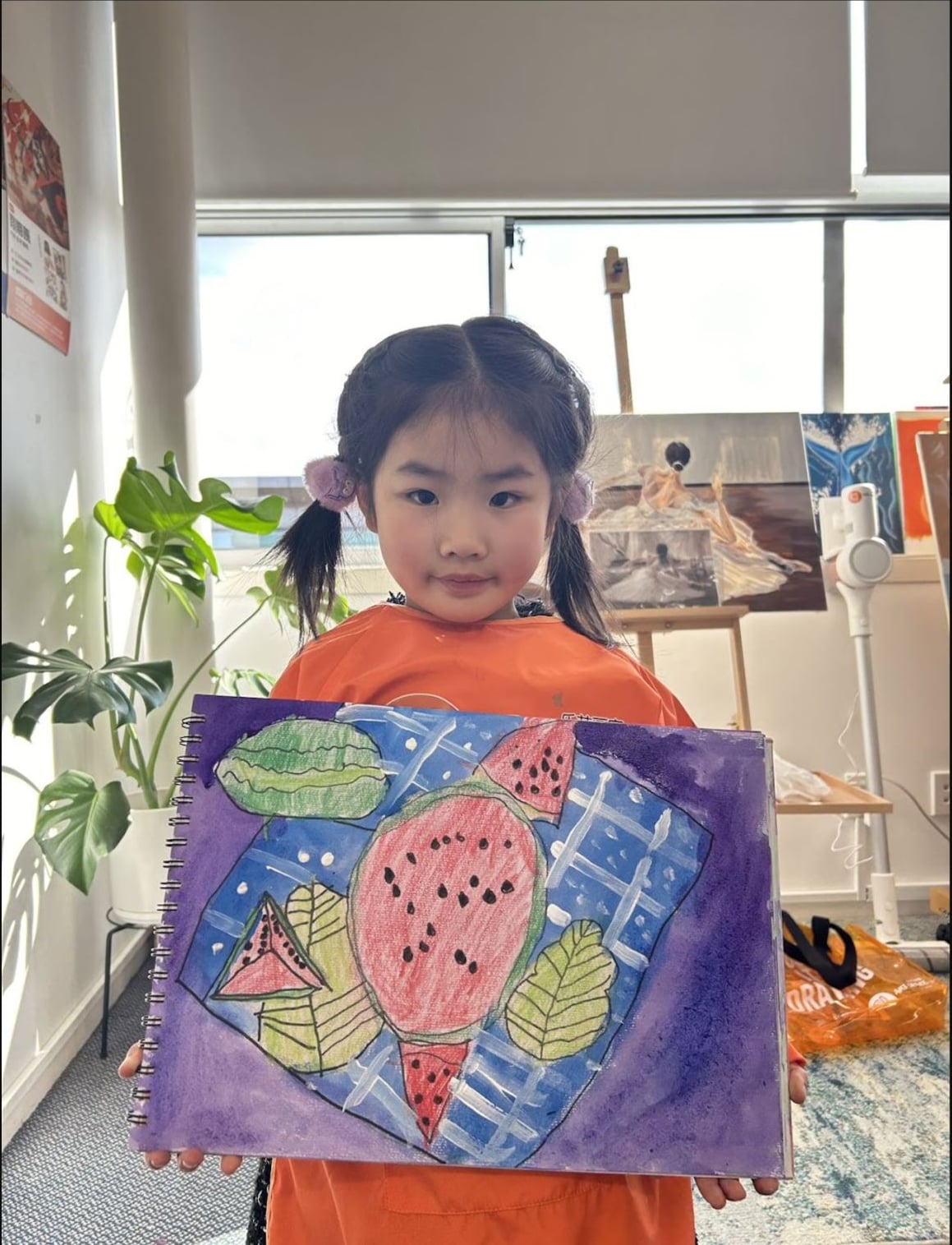 Watermelon Picnic Painting by a Discovery Class student at Art Space Studio Auckland