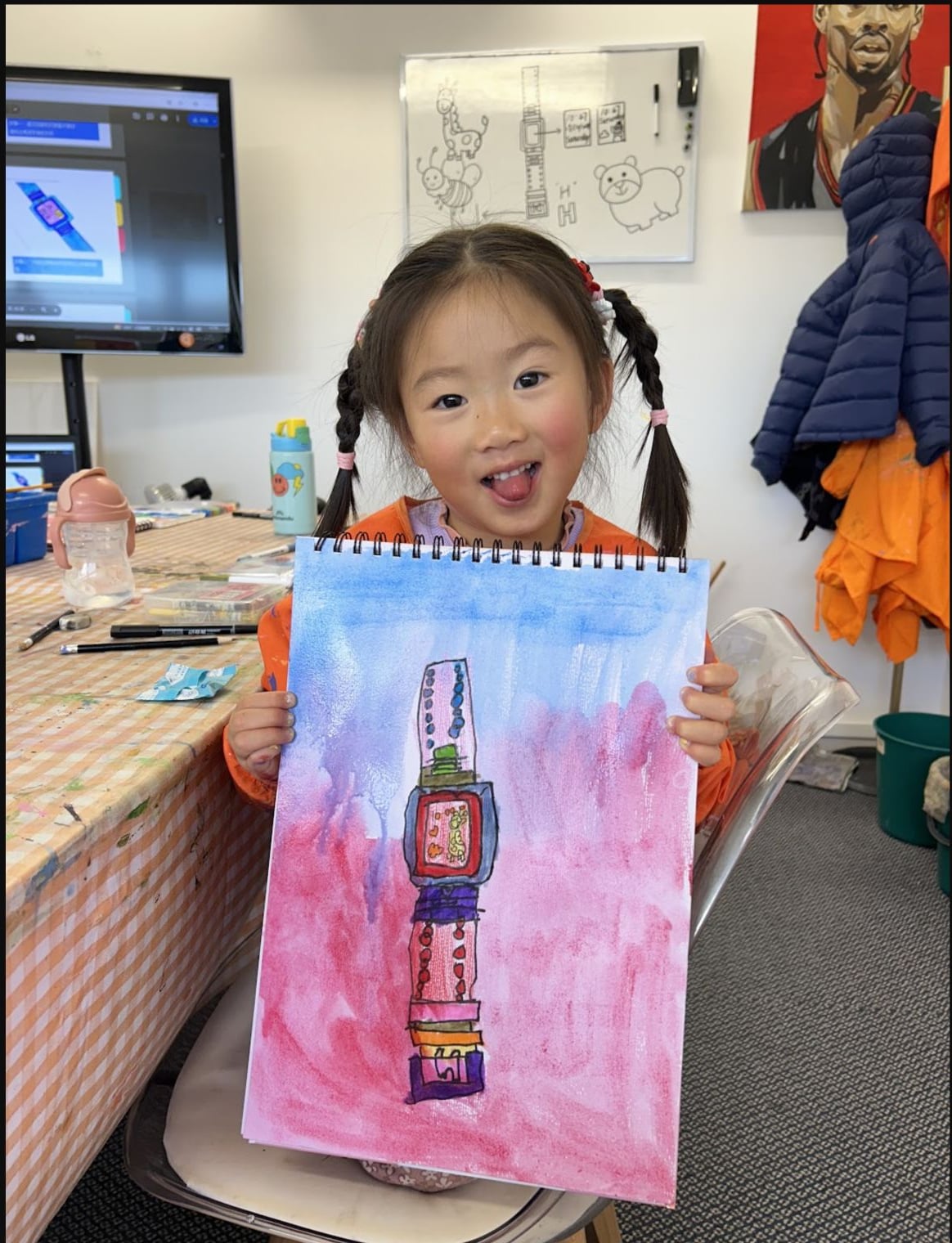 Colourful Bottle Silhouette Painting by a Discovery Class student at Art Space Studio Auckland