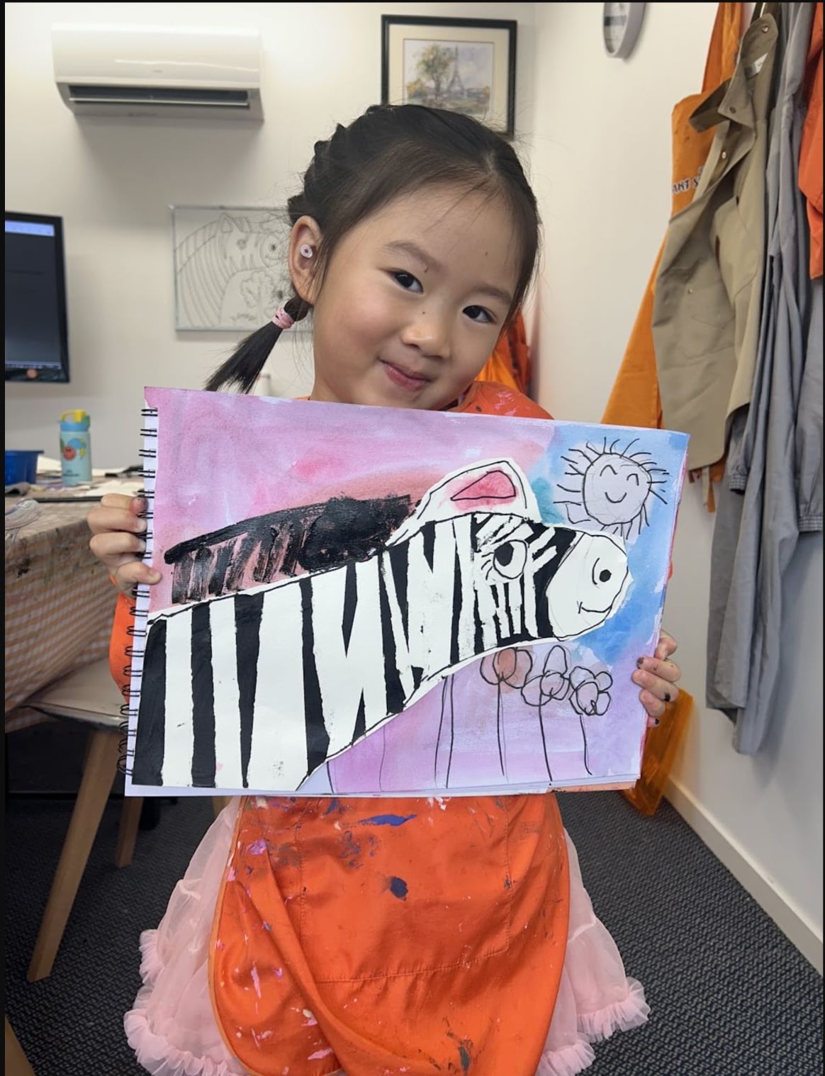 Zebra and Music Mixed-Media Drawing by a Discovery Class student at Art Space Studio Auckland