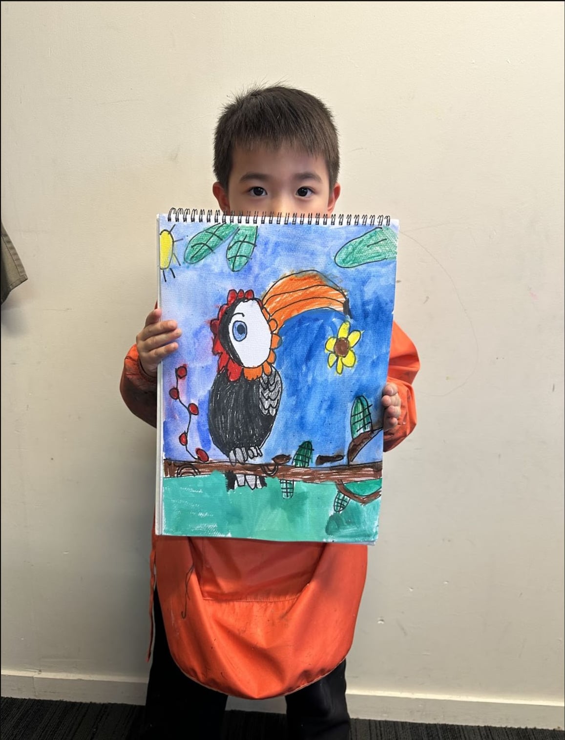 Space Fish Painting by a Beginner Class student at Art Space Studio Auckland