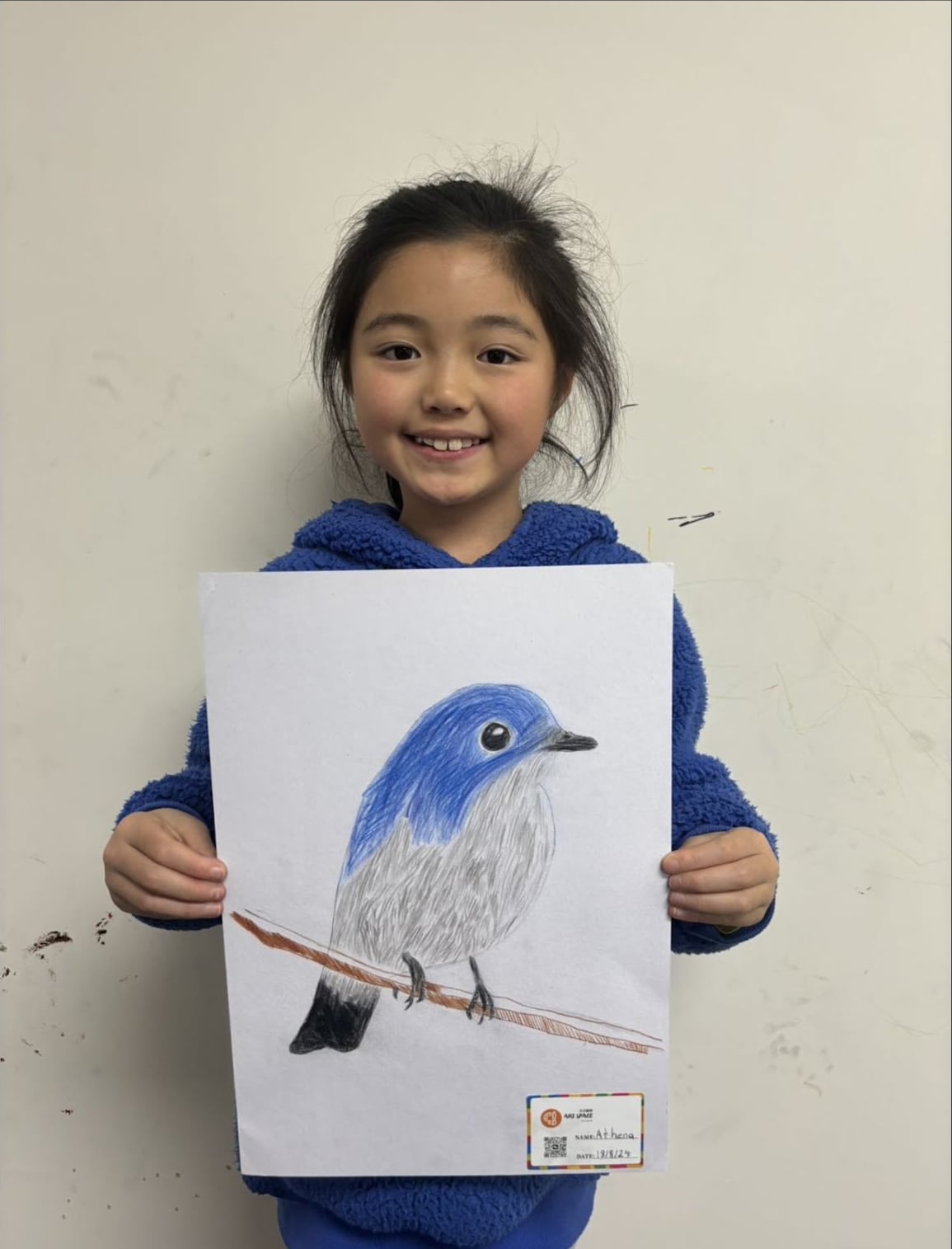 Blue Bird Illustration by a Foundation Class student at Art Space Studio Auckland