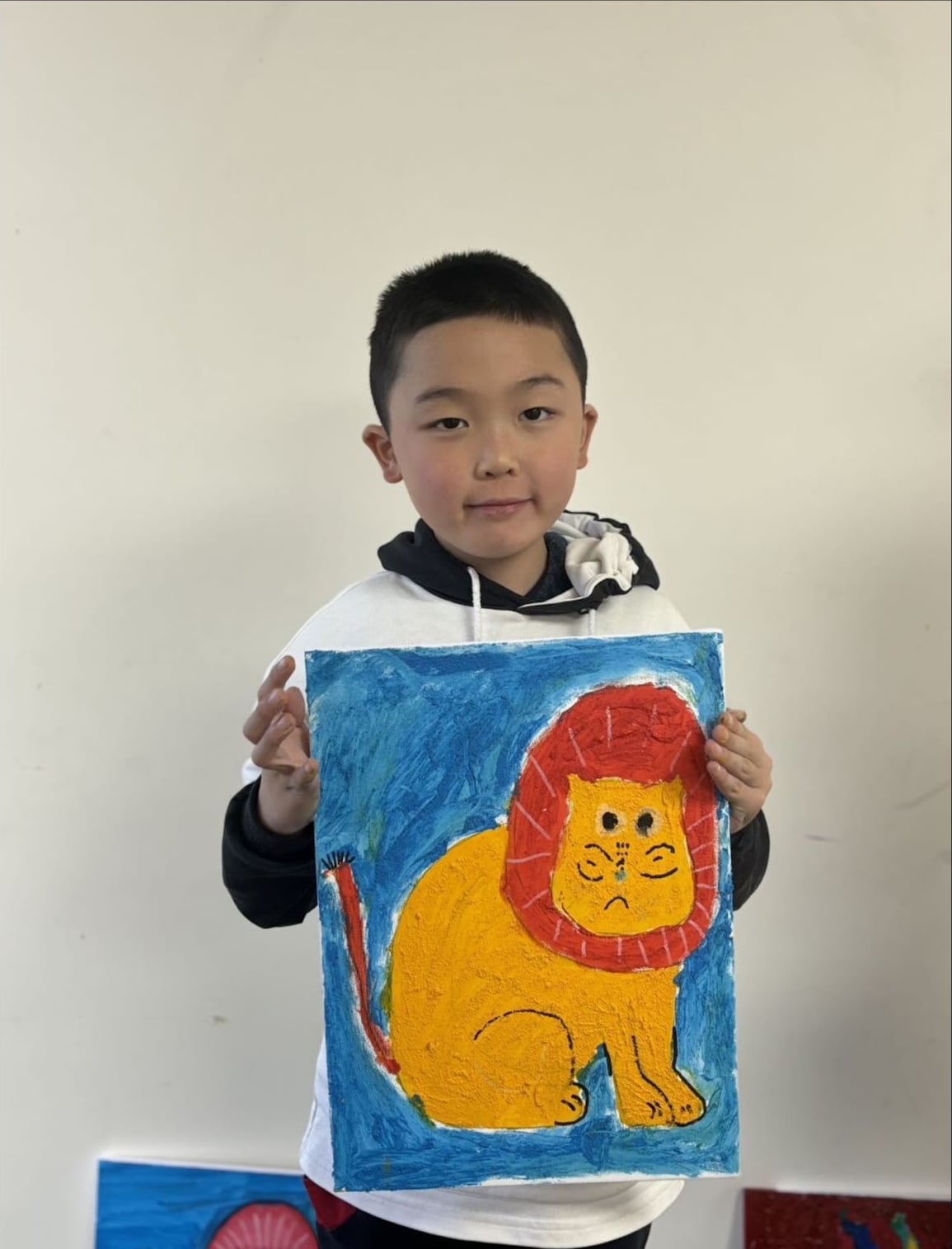 Lion Portrait Painting by a Foundation Class student at Art Space Studio Auckland