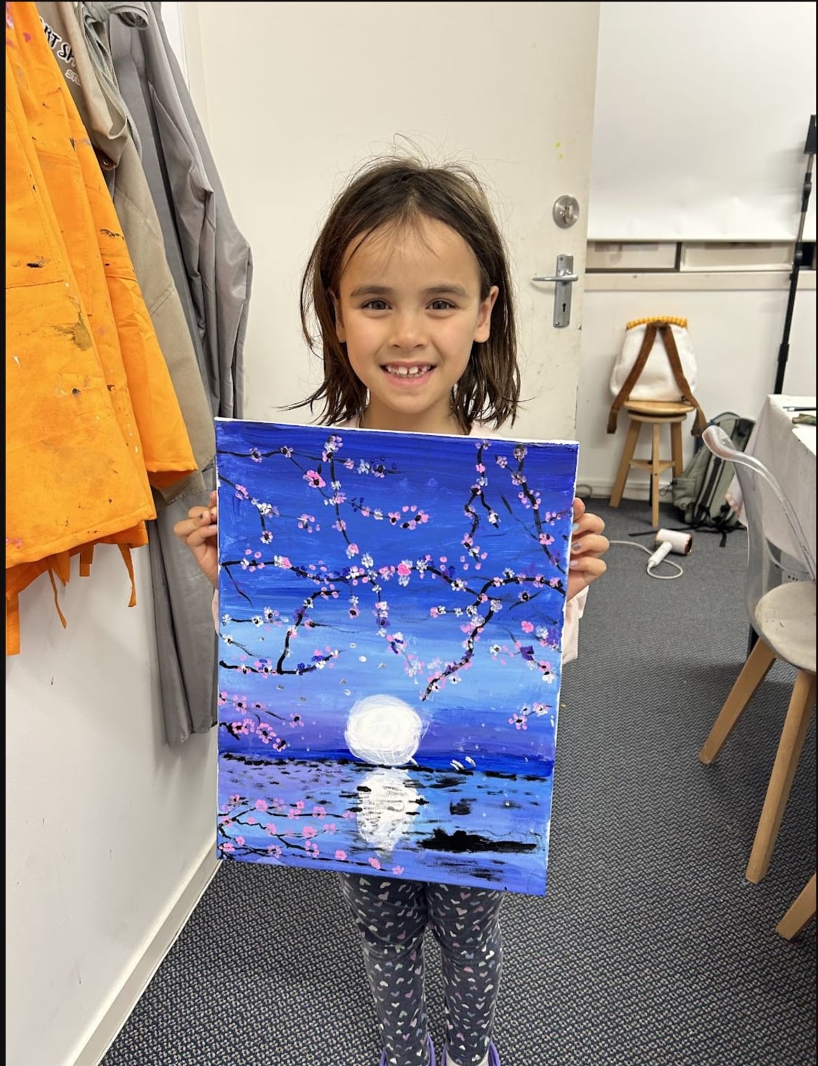 Moonlit Ocean Landscape Painting by a Foundation Class student at Art Space Studio Auckland