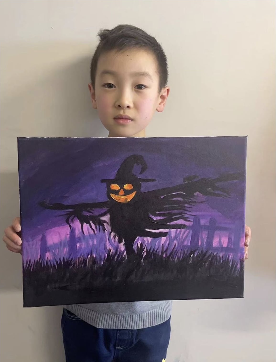 Halloween Silhouette Painting by a Foundation Class student at Art Space Studio Auckland