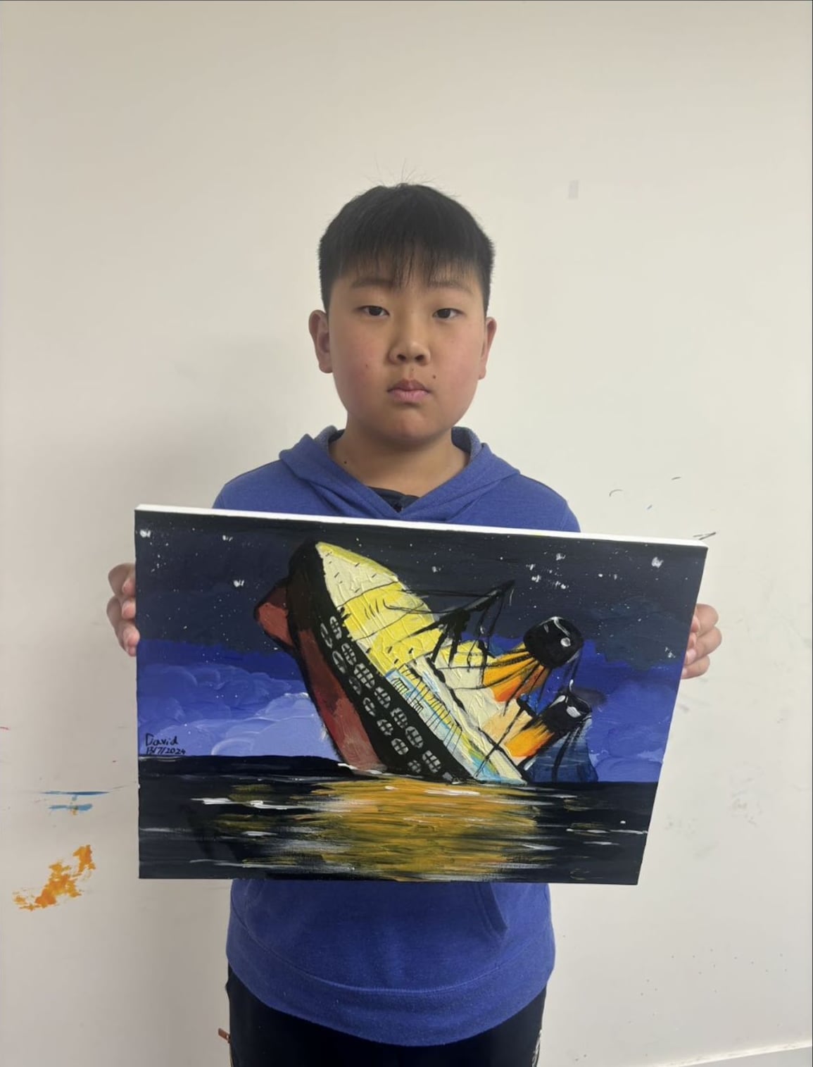 Butterfly Night Painting by an Intermediate Class student at Art Space Studio Auckland