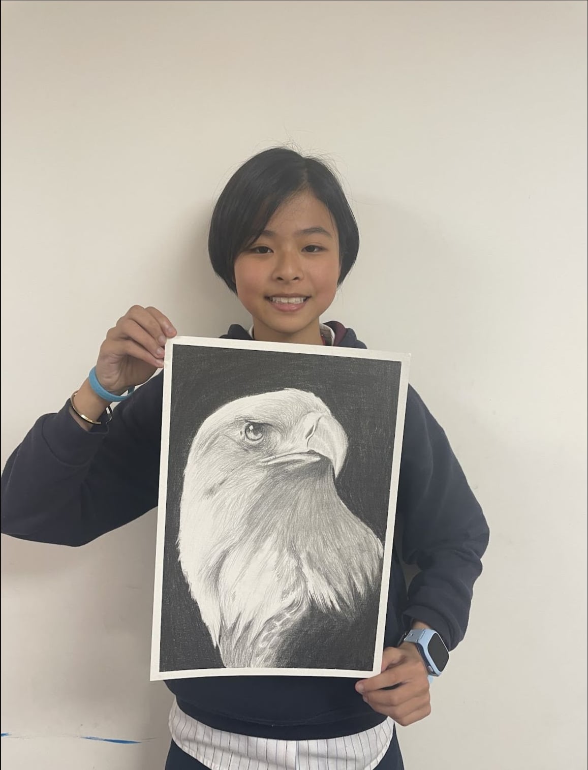 Detailed Eagle Pencil Drawing by an Advanced Class student at Art Space Studio Auckland