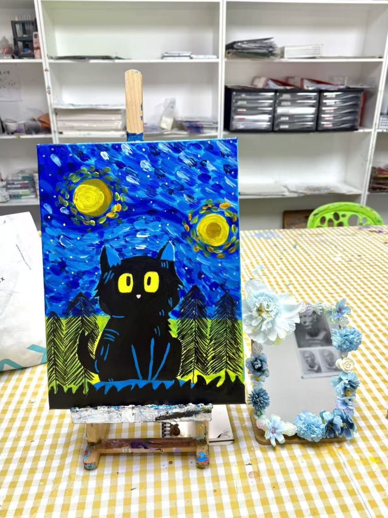 Starry Night mixed-media craft from the Holiday Program at Art Space Studio Auckland
